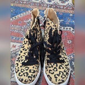 Soda Leopard Print Sneakers with Black Laces